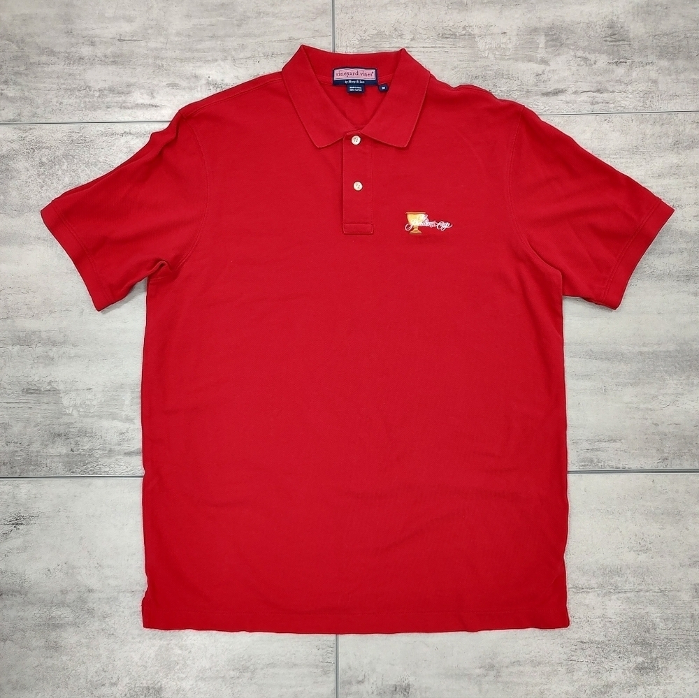 Vineyard Vines Men's Red Short Sleeve Golf Polo The President's Cup Size Medium